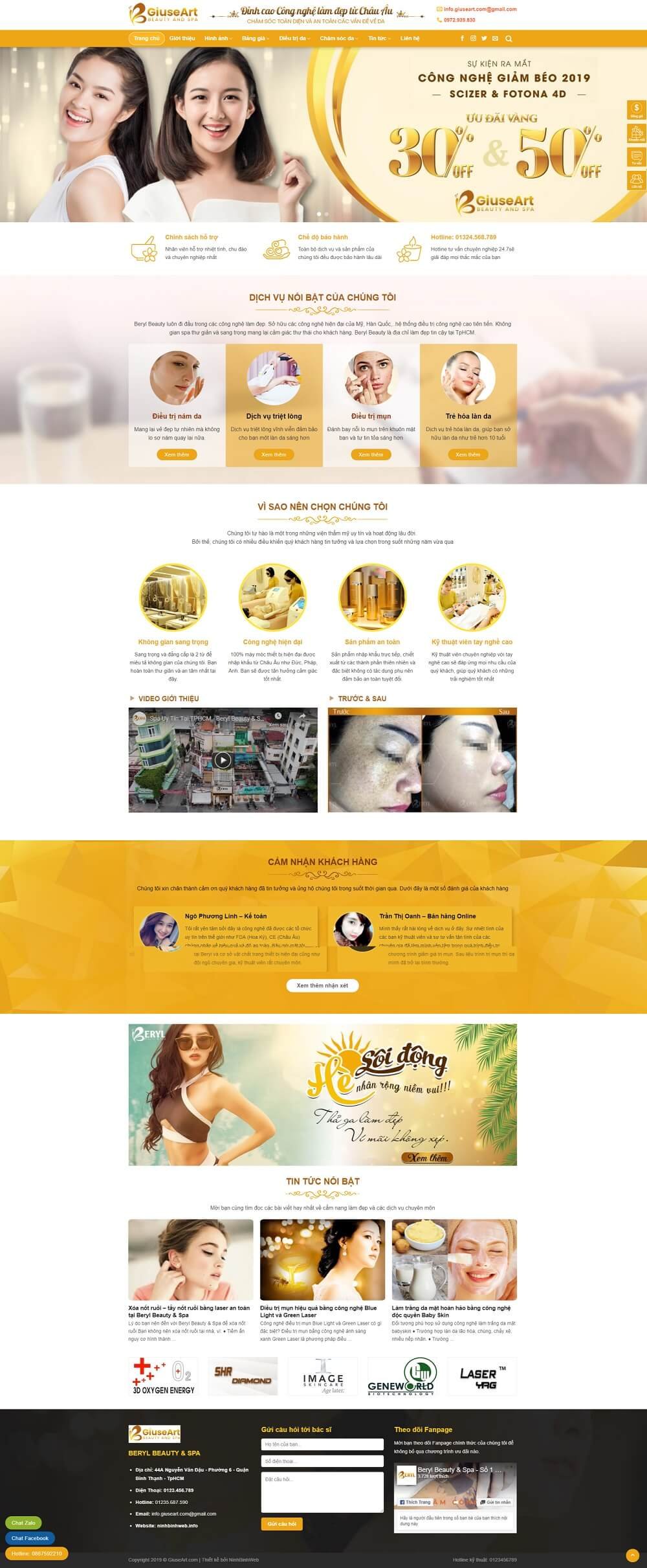 Trang chủ - Mẫu website spa - Thiết kế website Ninh Bình 